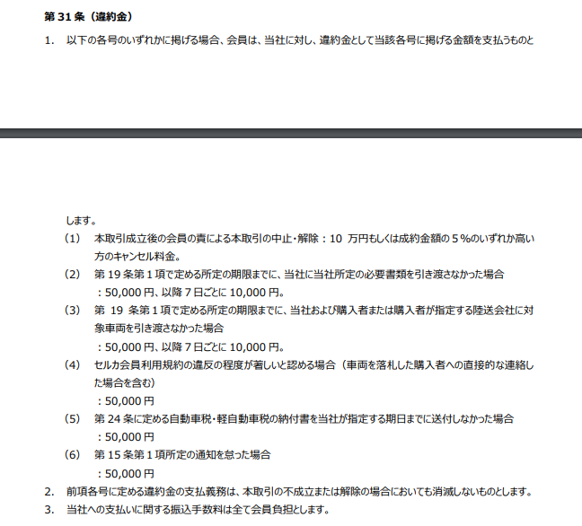 SellCa会員利用規約第31条